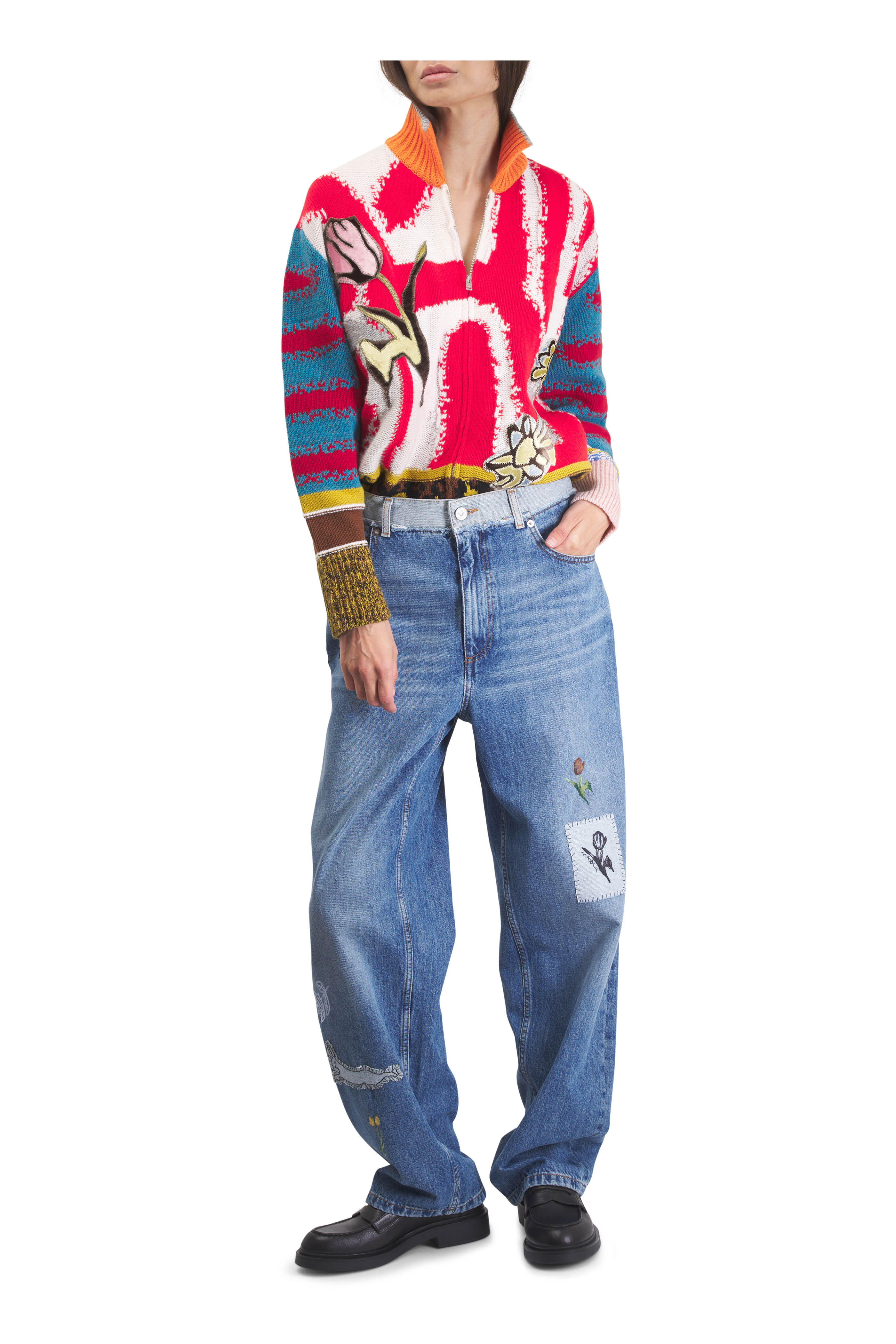 Marni - Instaria Multicolor Wool Zip Cardigan