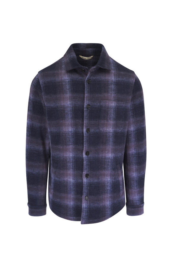 Maurizio Baldassari Blue Night Plaid Virgin Wool Overshirt - view 1