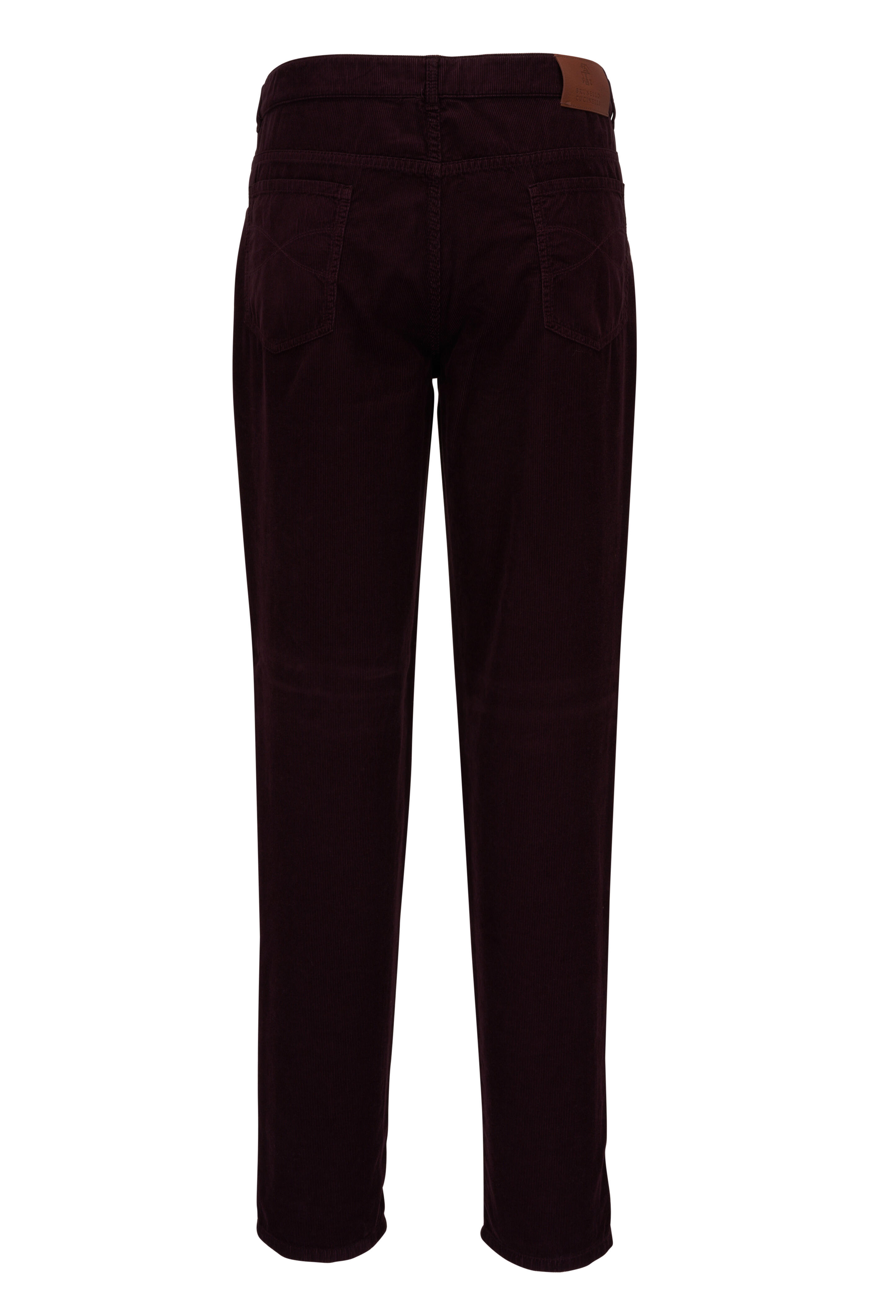 Brunello Cucinelli - Burgundy Corduroy Five Pocket Pant