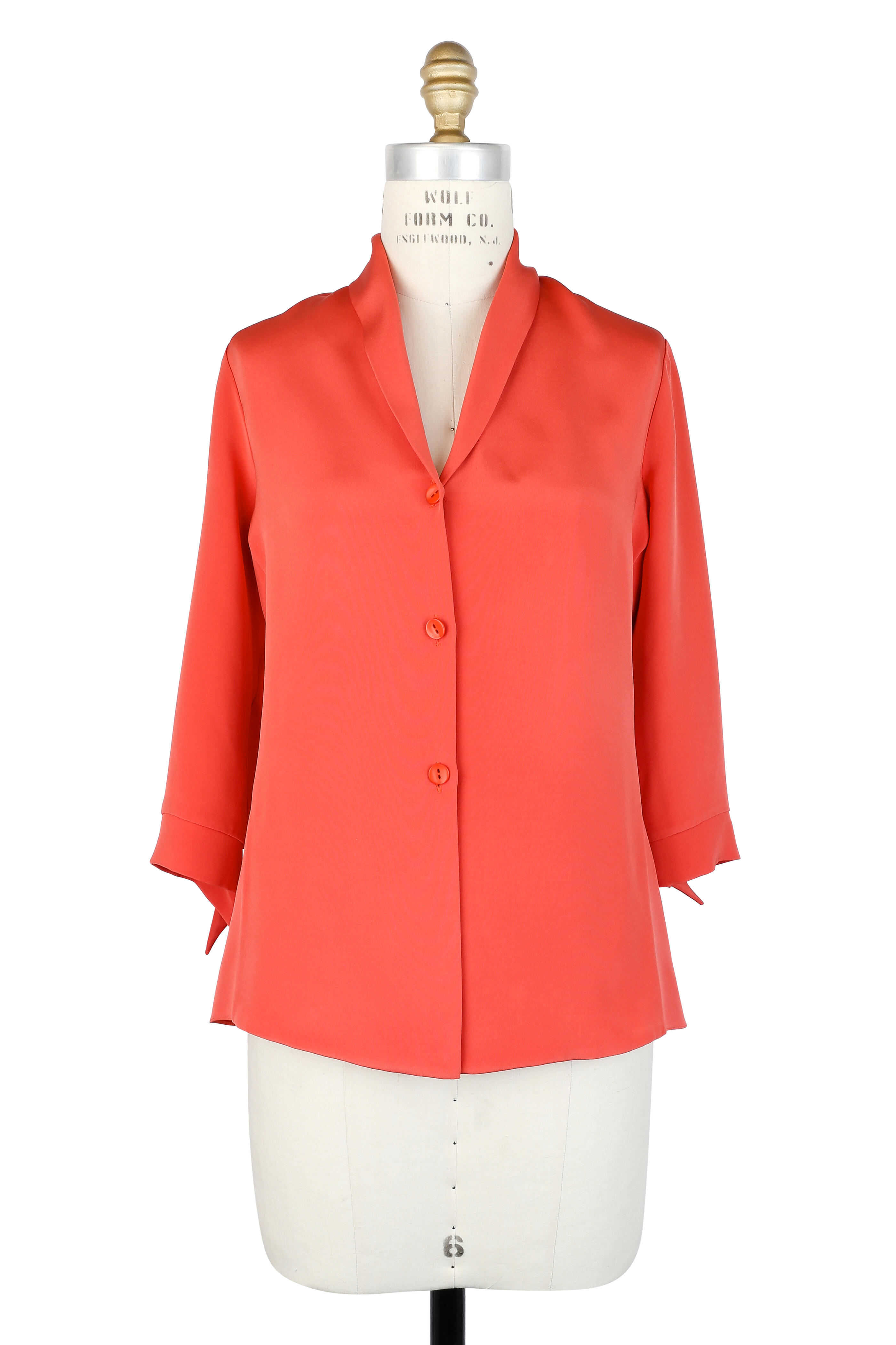 Peter Cohen - Coral Silk Shawl Collar Blouse