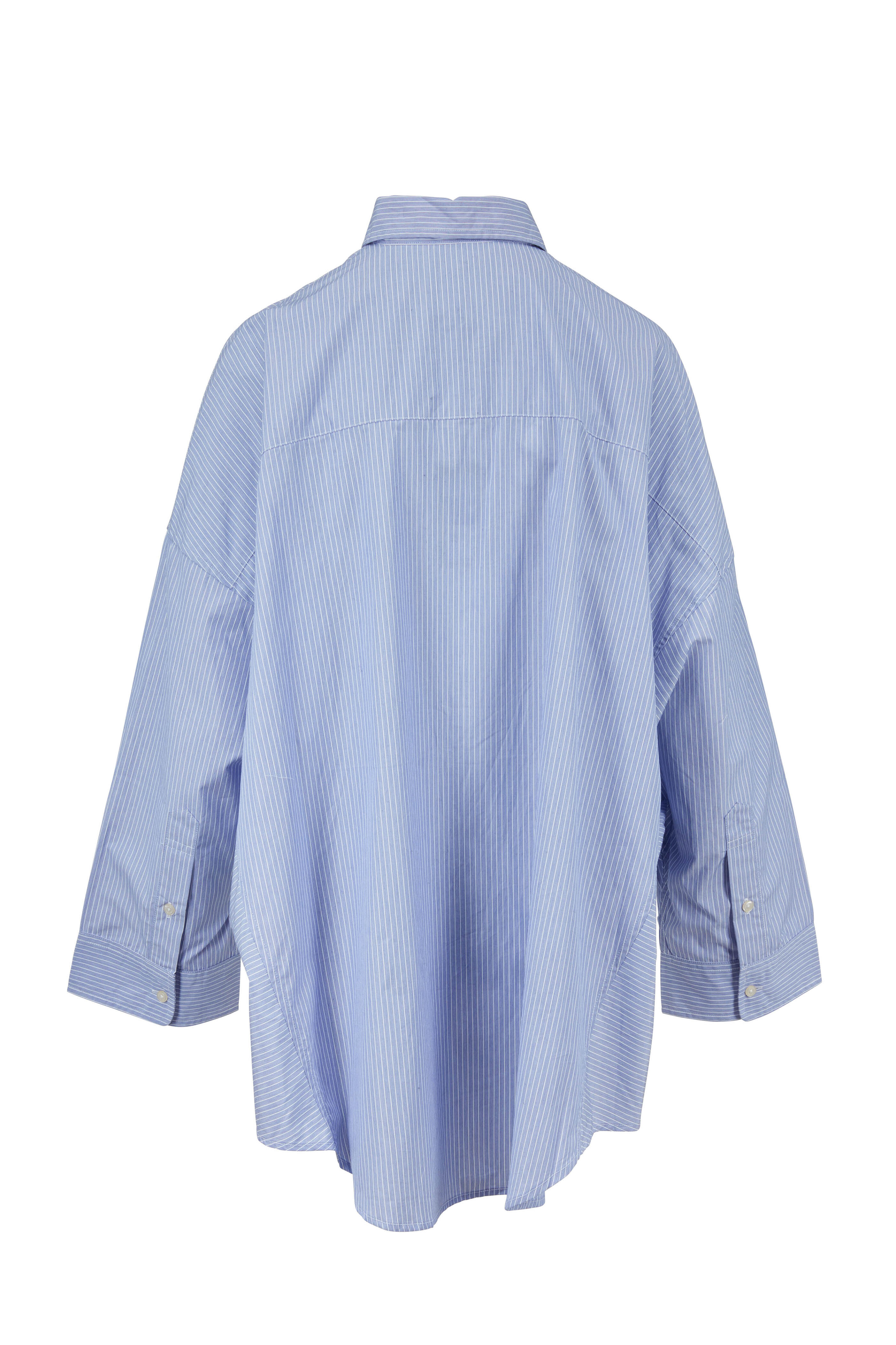 R13 Oversized Light Blue Striped Cotton Shirt Mitchell Stores