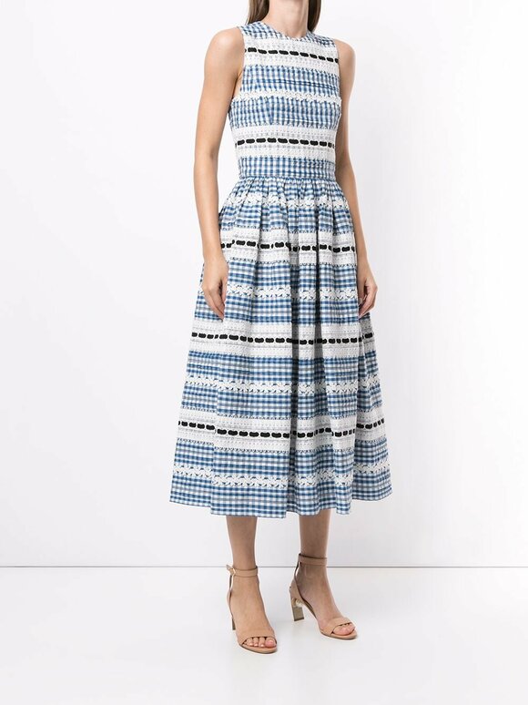 Carolina Herrera - Frida Blue Multi Sleeveless A-Line Dress