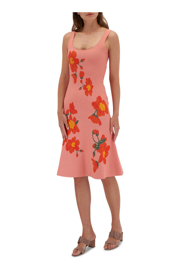 Carolina Herrera - Floral Intarsia Knit Trumpet Midi Dress