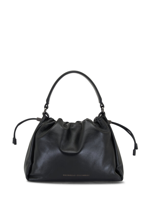 Brunello Cucinelli - Black Small Leather Top Handle Bag