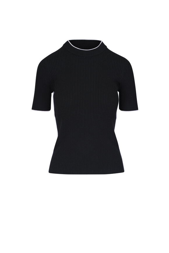 Akris Punto Black Wool Knit Fitted Top