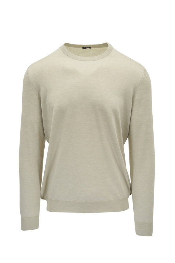 Kiton Ecru Mélange Silk, Cashmere & Linen Crewneck