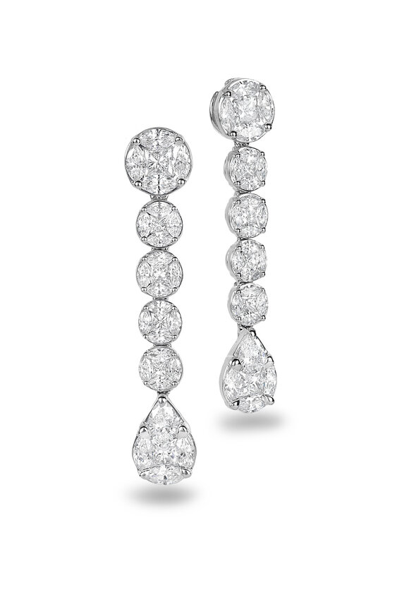 Nam Cho Invisible Multi Shape Diamond Earrings