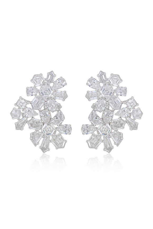 Sutra - Shield Cut 11.48CT Diamond Cluster Earrings 
