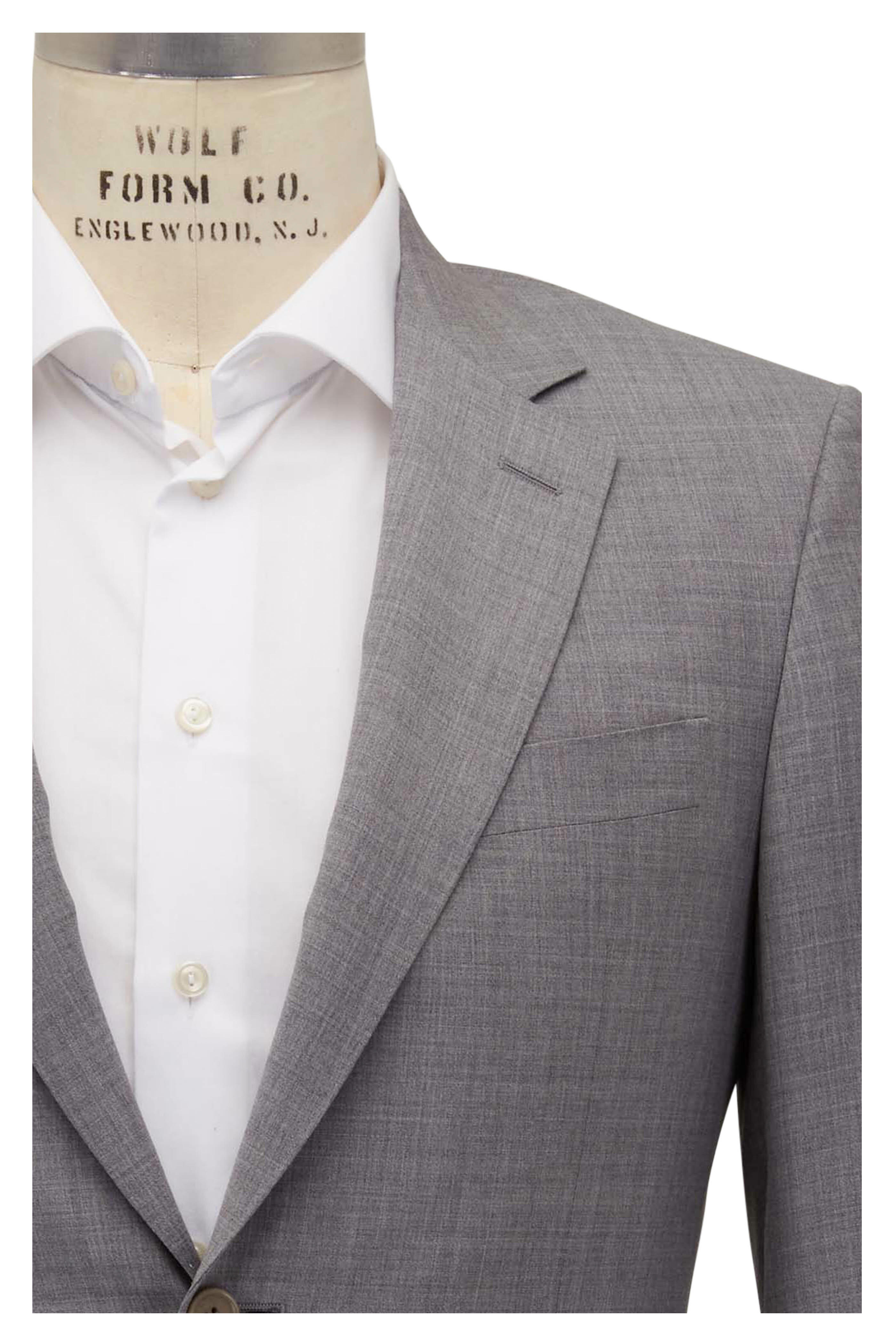 Canali - Light Gray Solid Wool Suit | Mitchell Stores