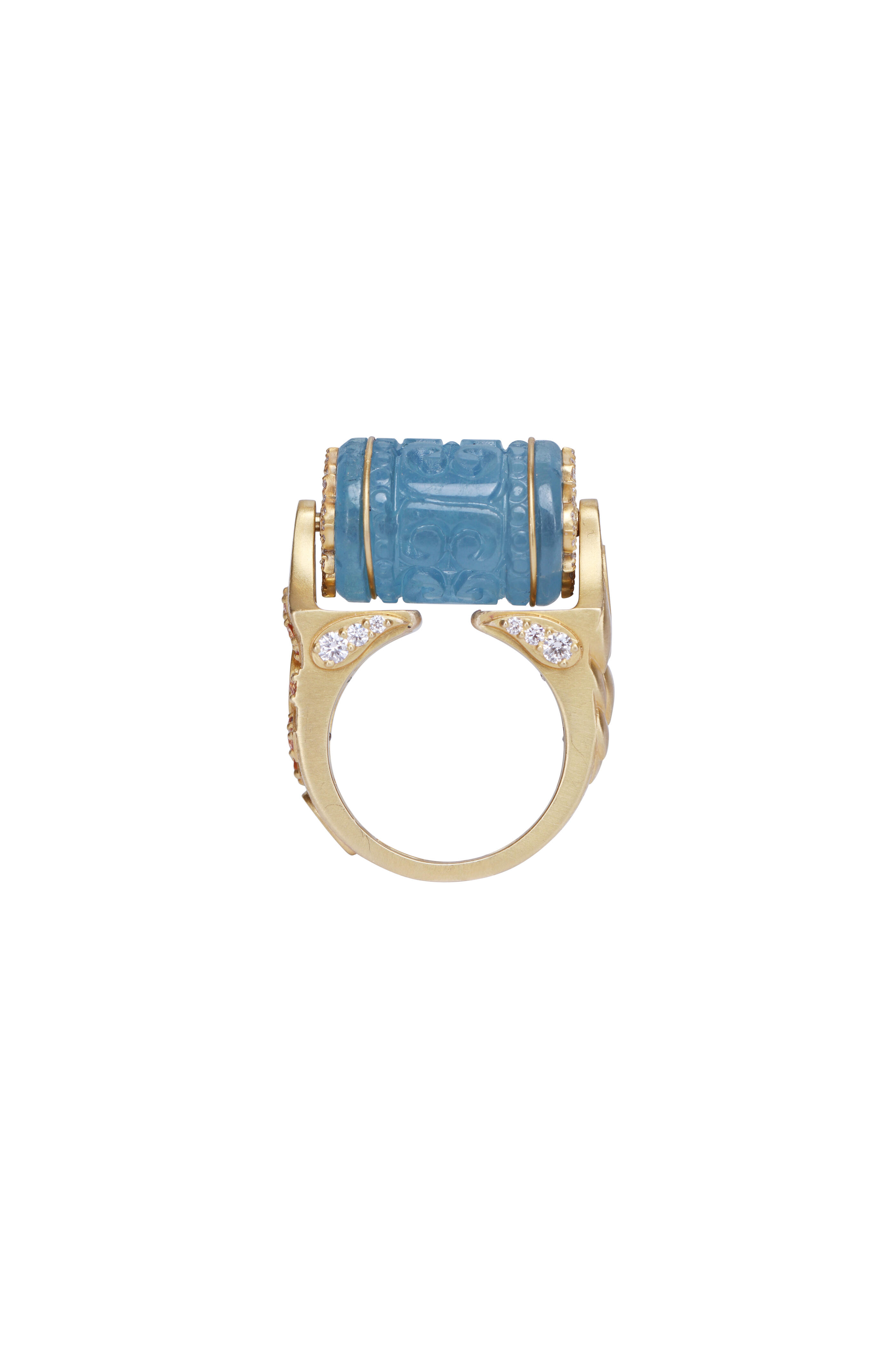 Coomi - Carved Aquamarine Spinner Ring