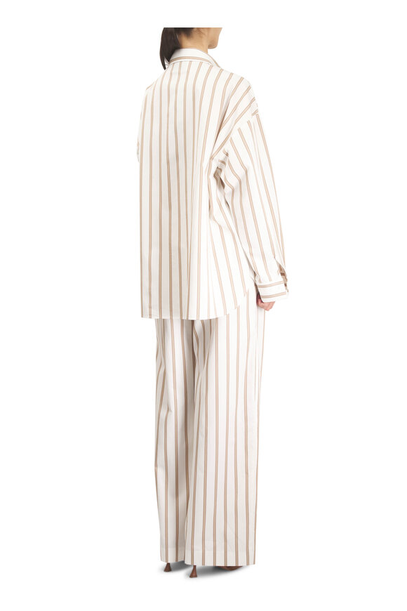 TWP Something Borrowed White & Khaki Stripe Blouse - view 4