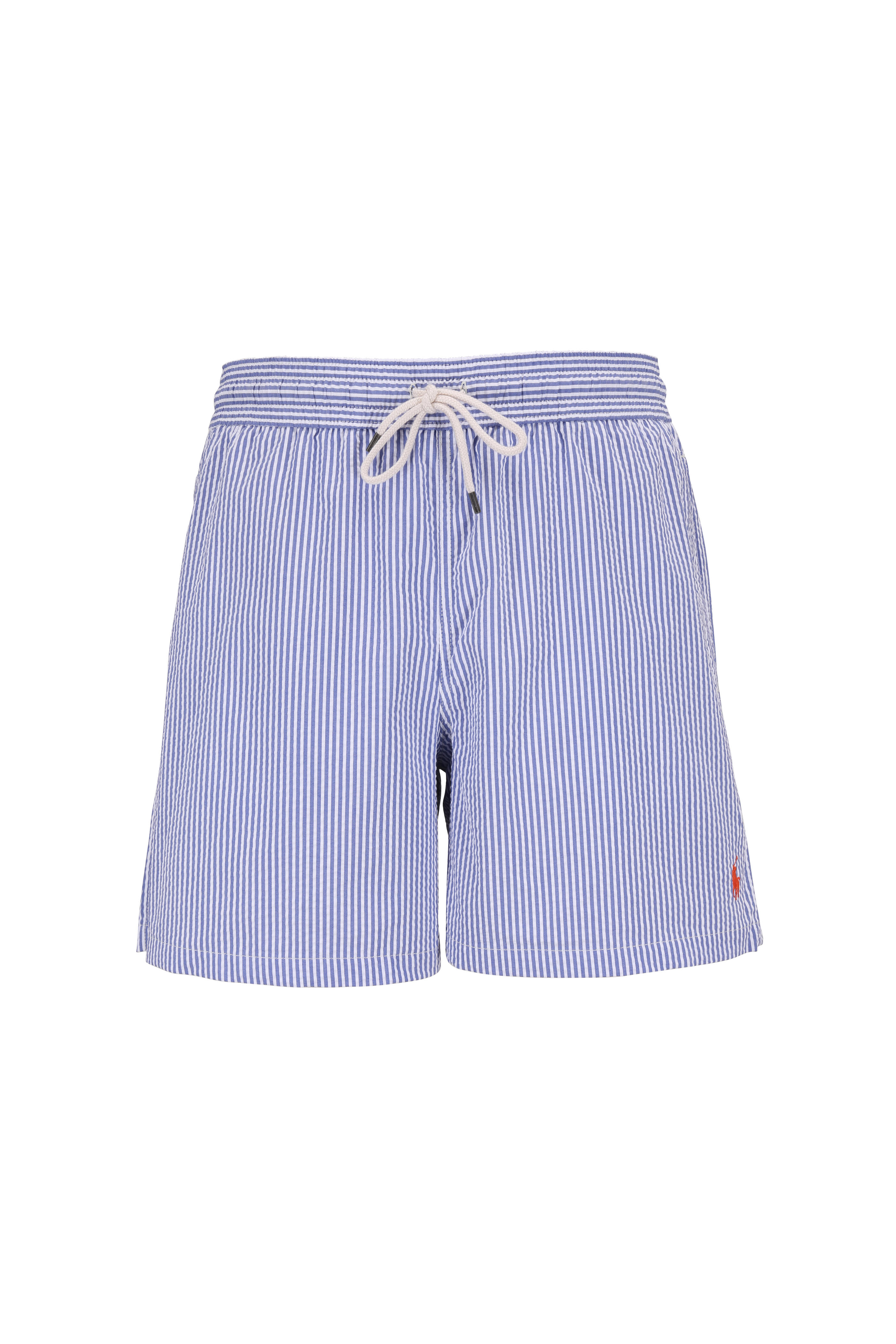 Ralph Lauren Purple Label - Light Blue & White Striped Swim Trunks