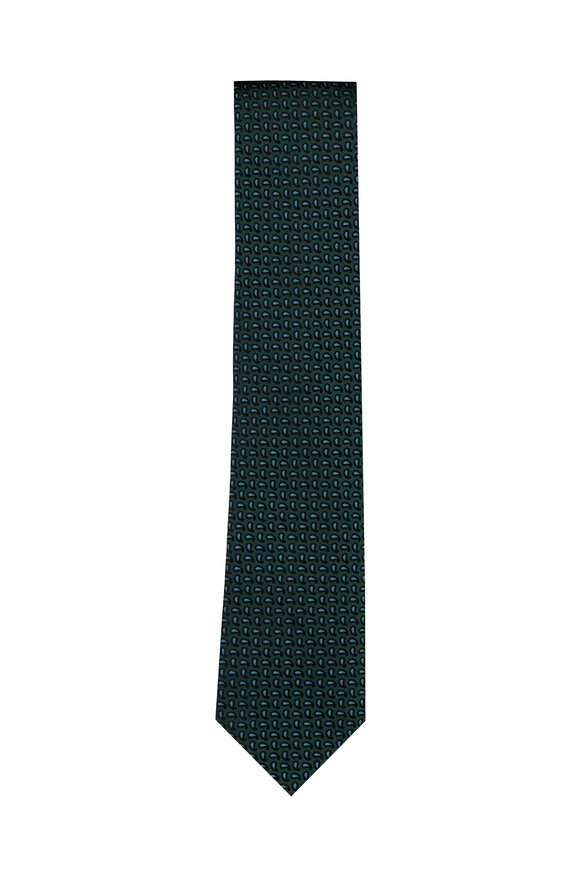 Geoff Nicholson Teal Mini Paisley Silk Necktie - view 1