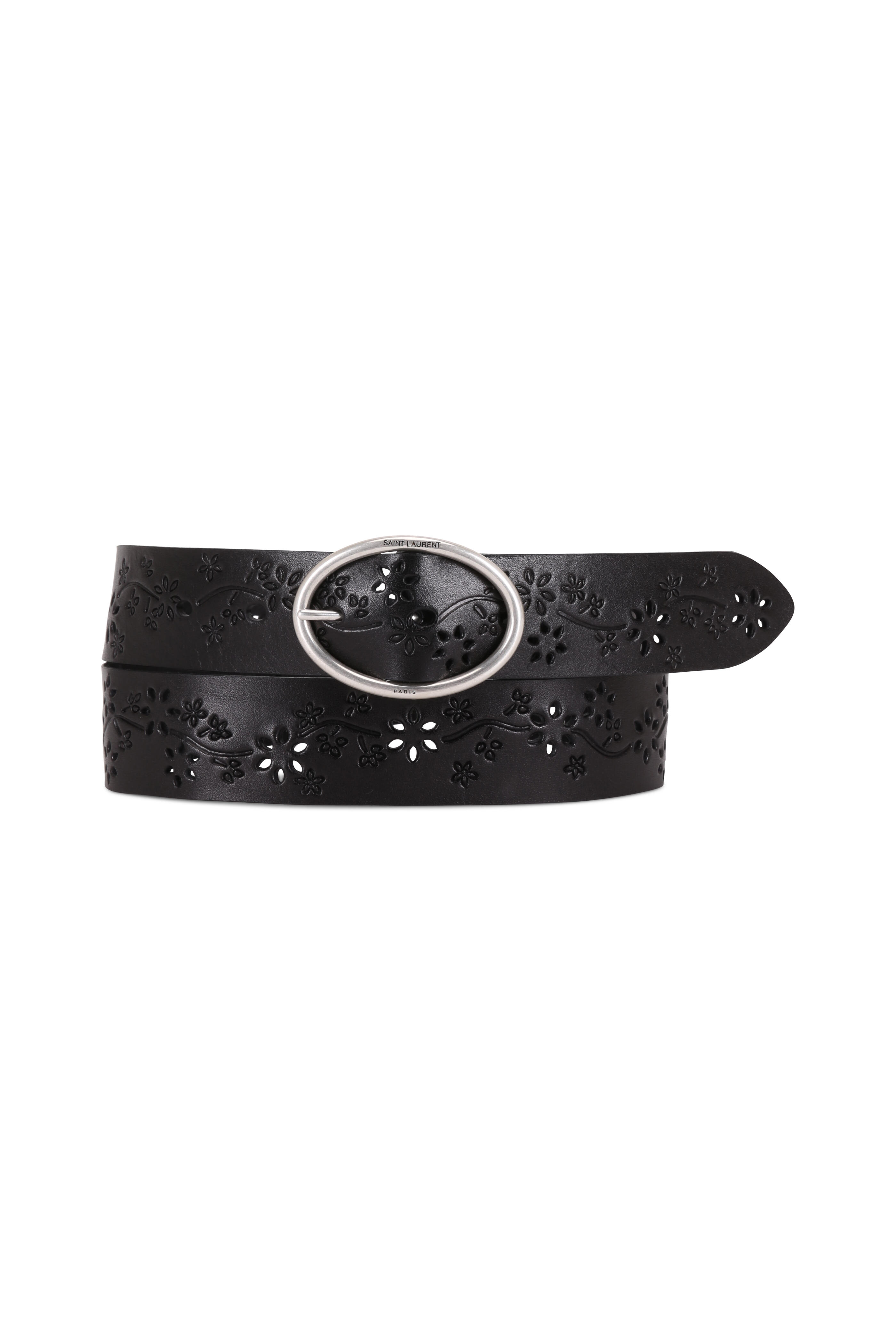 Saint Laurent Men's Hammered Leather Belt