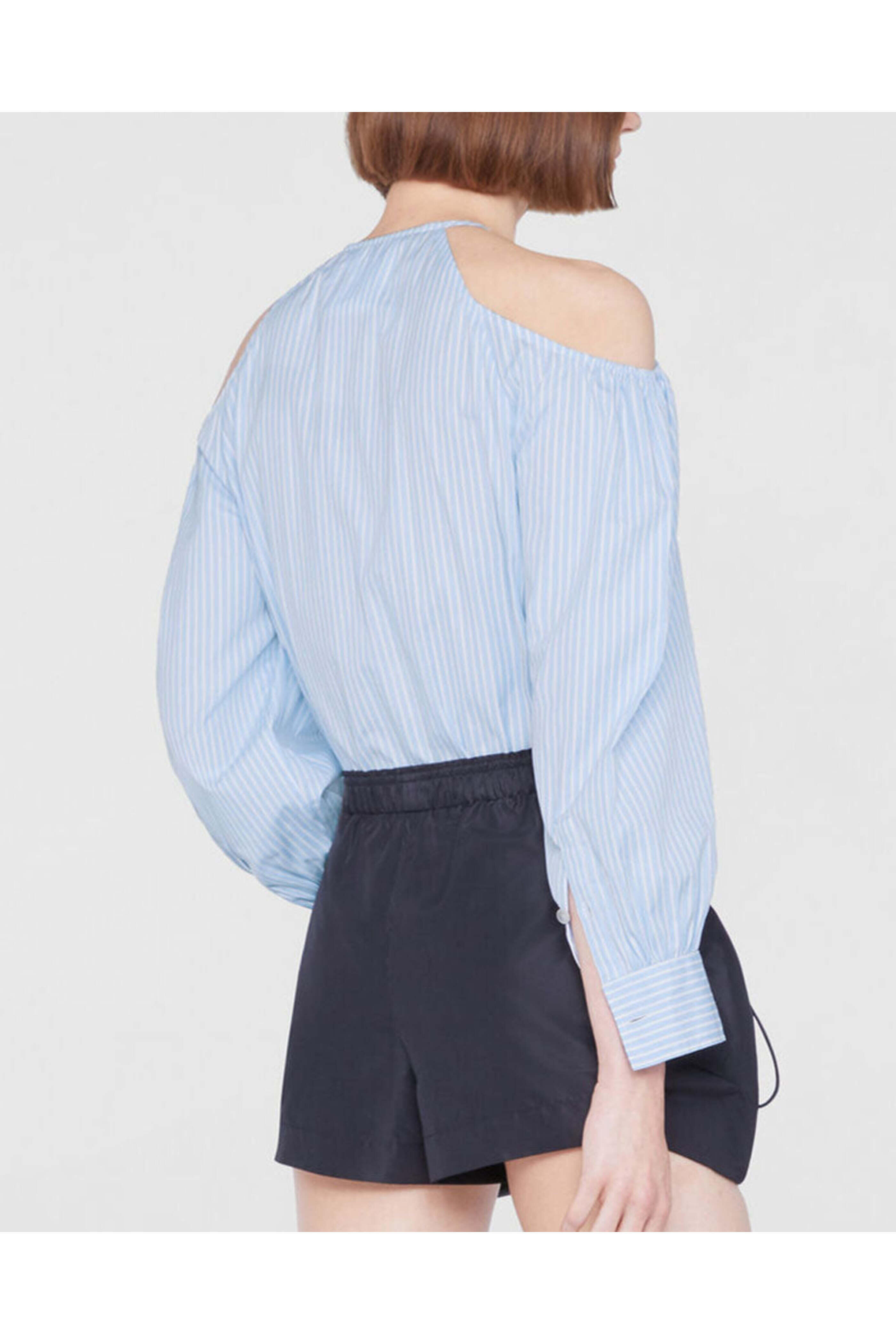 Stella McCartney - Light Blue Stripe Open Shoulder Shirt