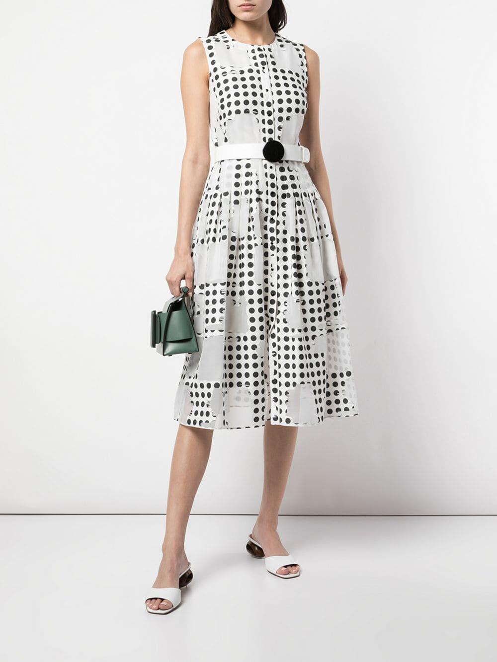 Akris Punto - White & Black Window Dot Belted Dress