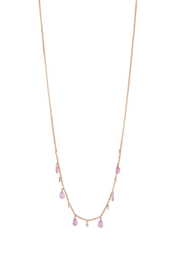 Kai Linz Diamond & Pink Sapphire Droplet Necklace