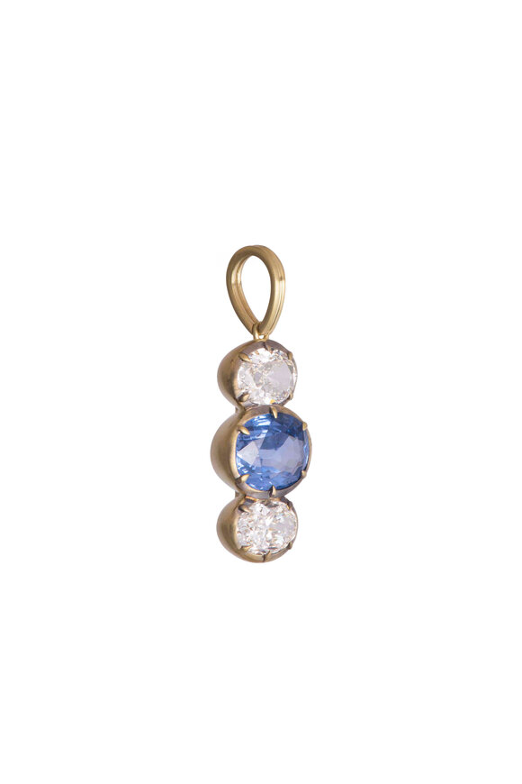 Sylva & Cie 18k Yellow Gold Ceylon Sapphire & Diamond Pendant - view 1