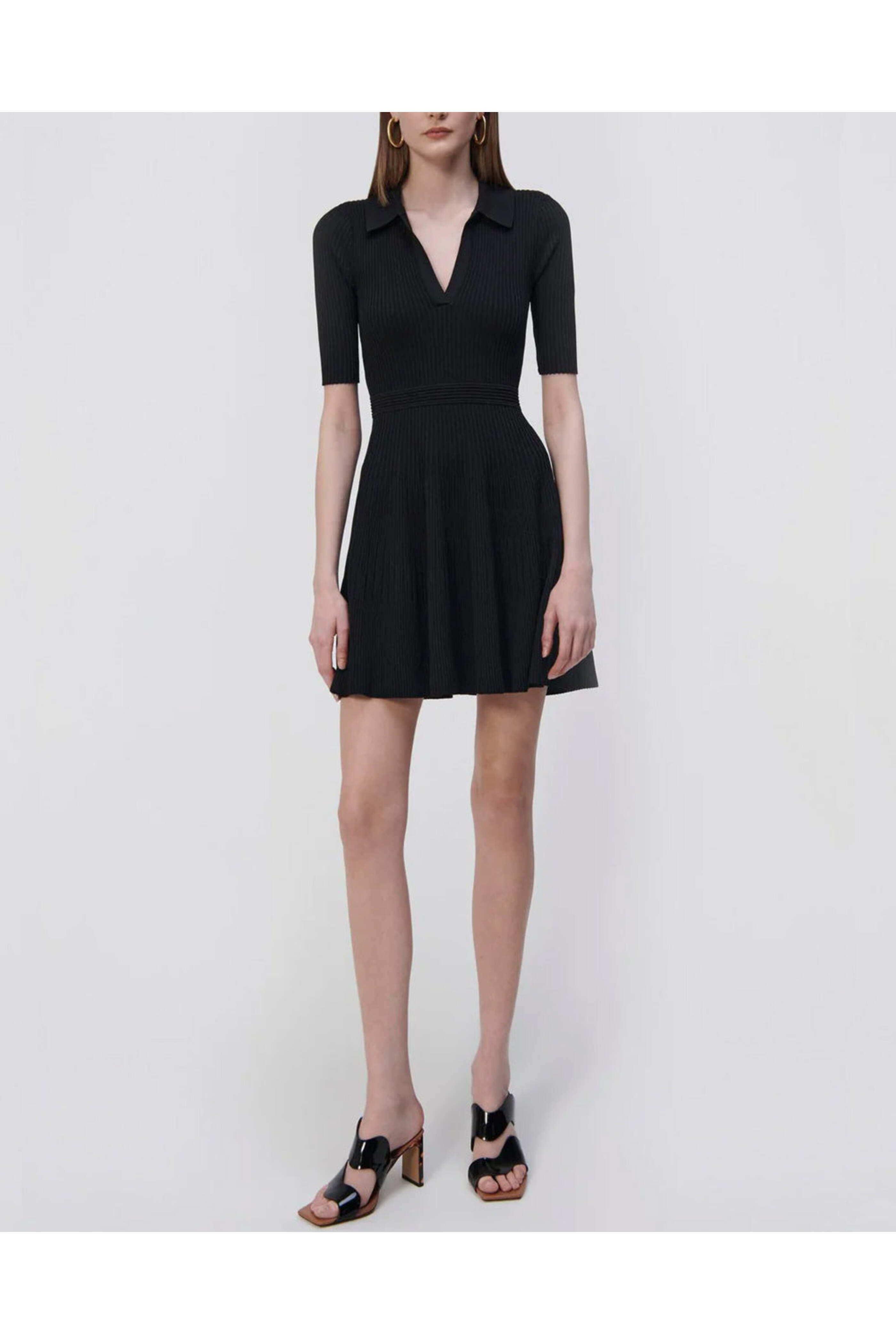 Simkhai - Black Patricia Core Compact Rib Polo Dress