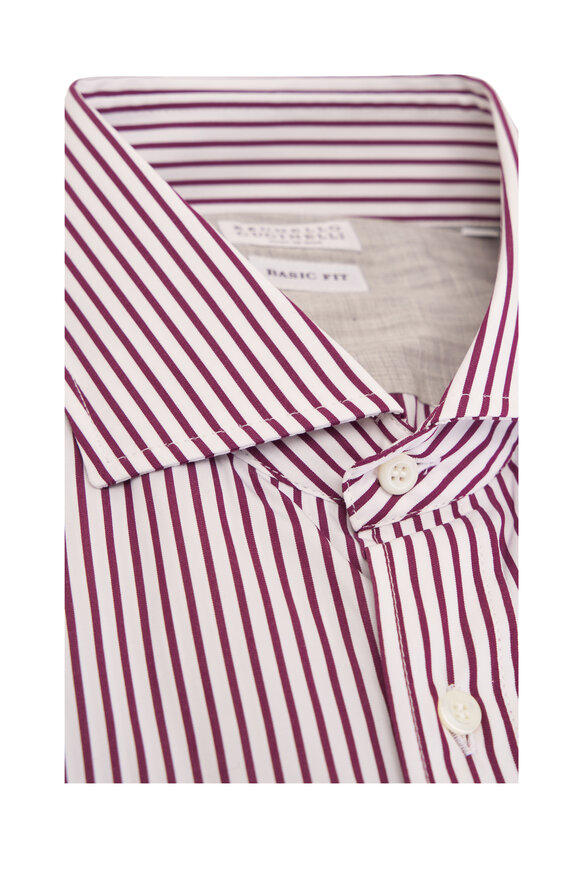 Brunello Cucinelli - Red Striped Cotton Sport Shirt