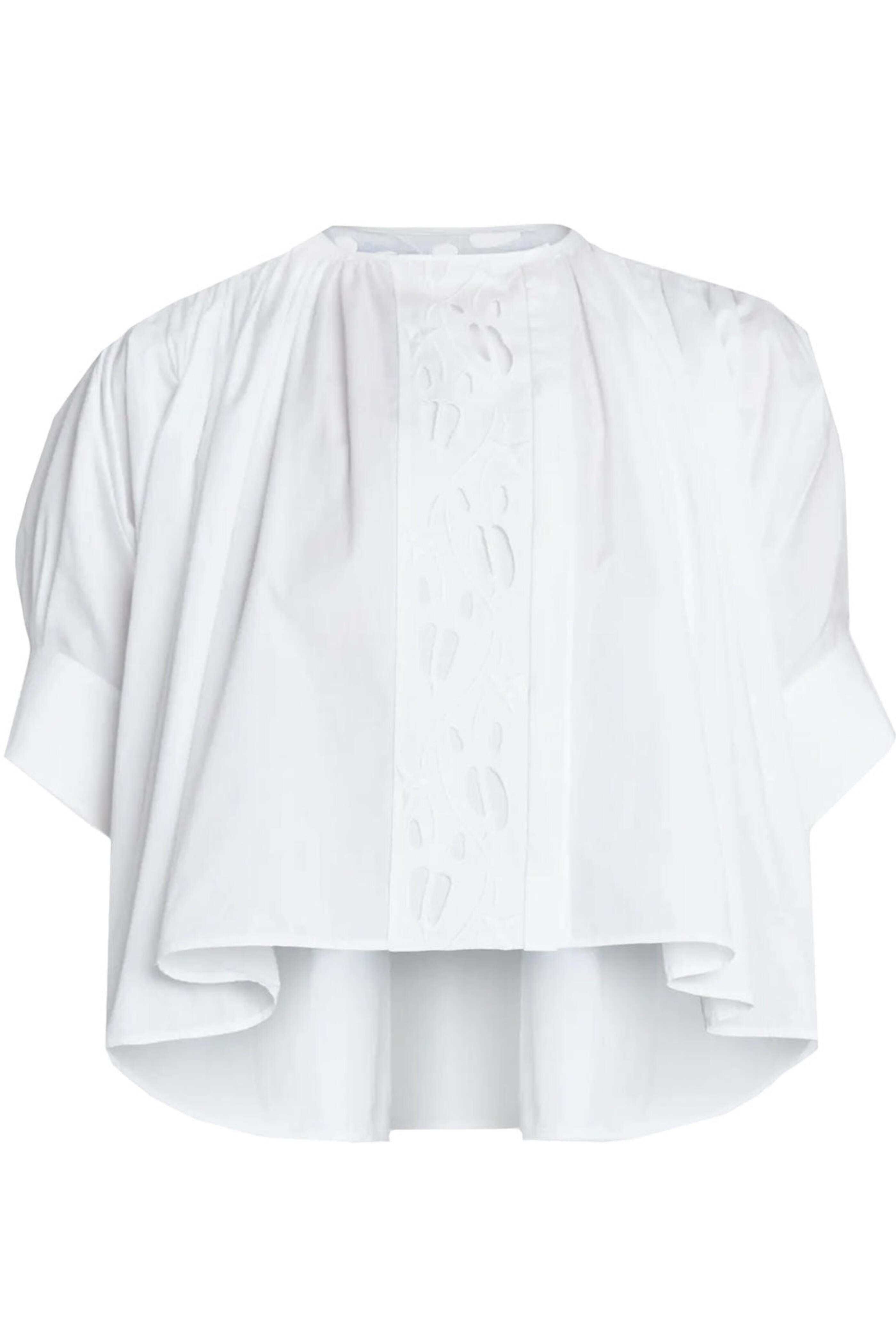 Chloé - White Cotton Eyelet Cropped Blouse
