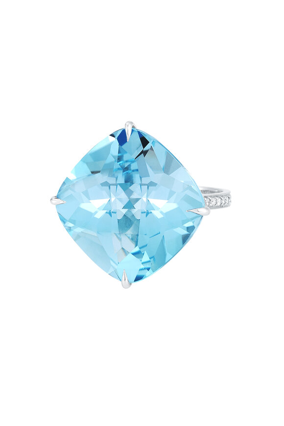 Paolo Costagli - 18K White Gold Blue Topaz & Diamond Cocktail Ring