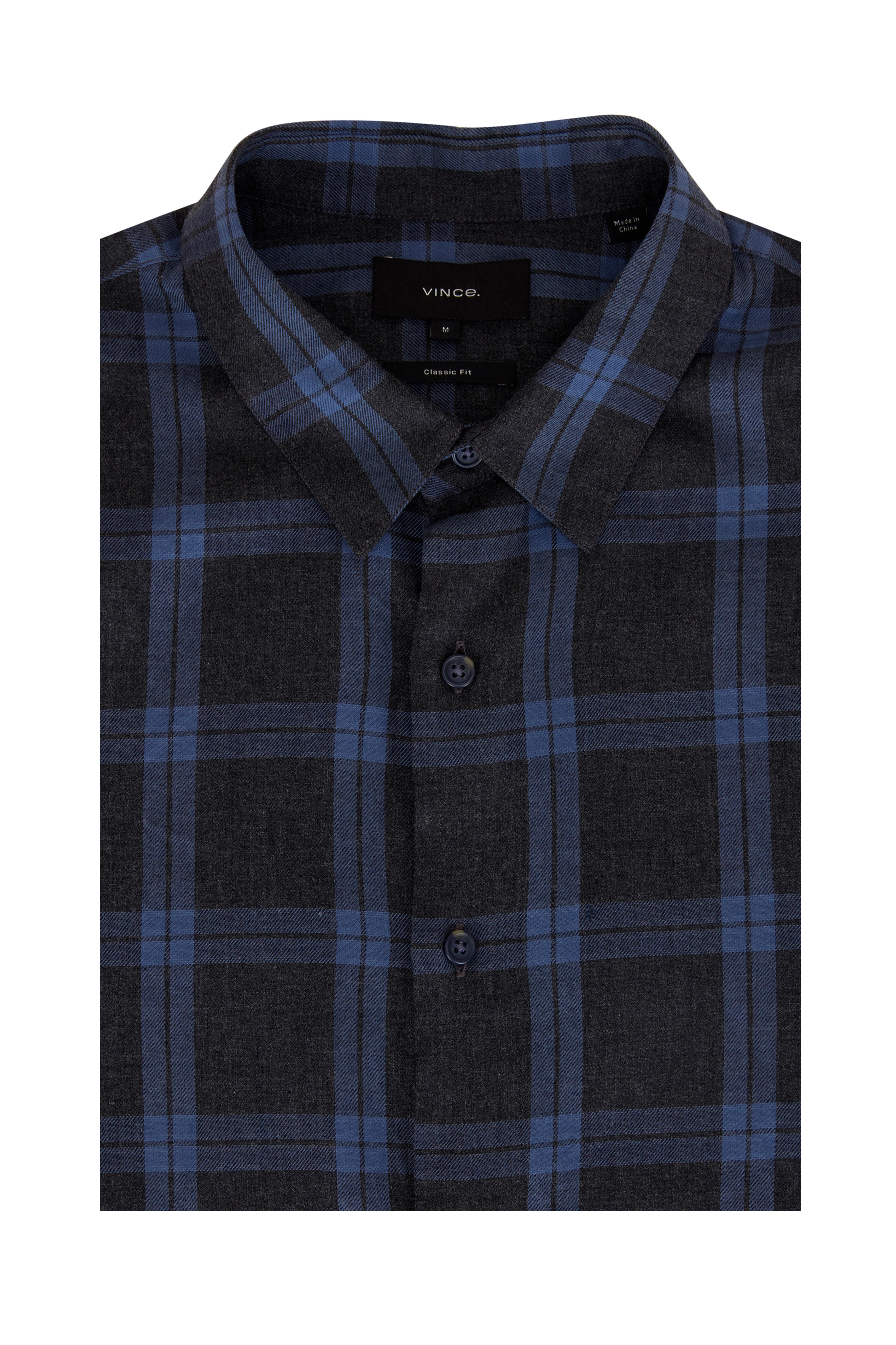 Vince - Oceanside Heather Charcoal & Spruce Blue Shirt