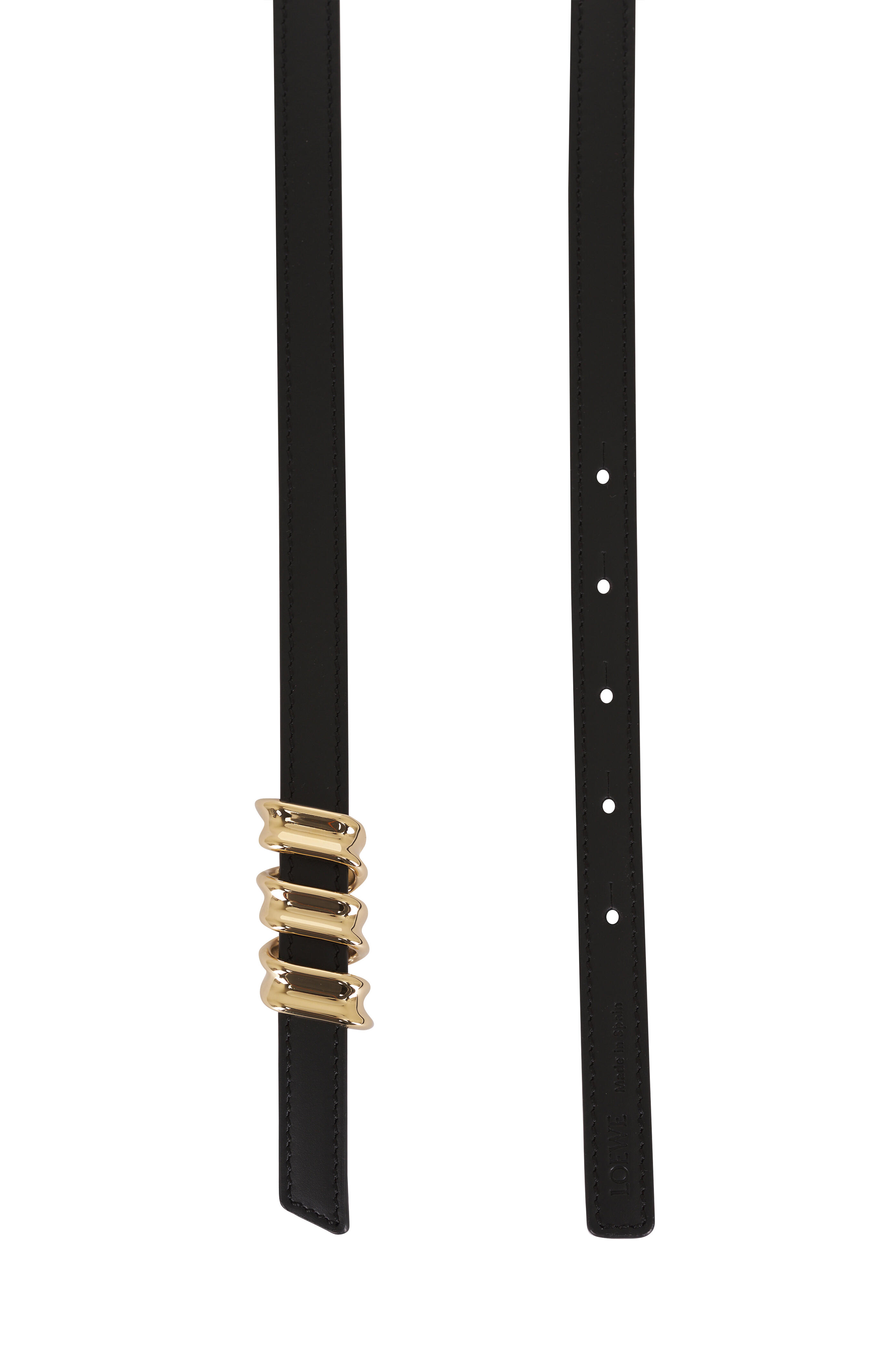 Loewe - Black, Red & Gold Coil Skinny Belt, 15mm - view 2