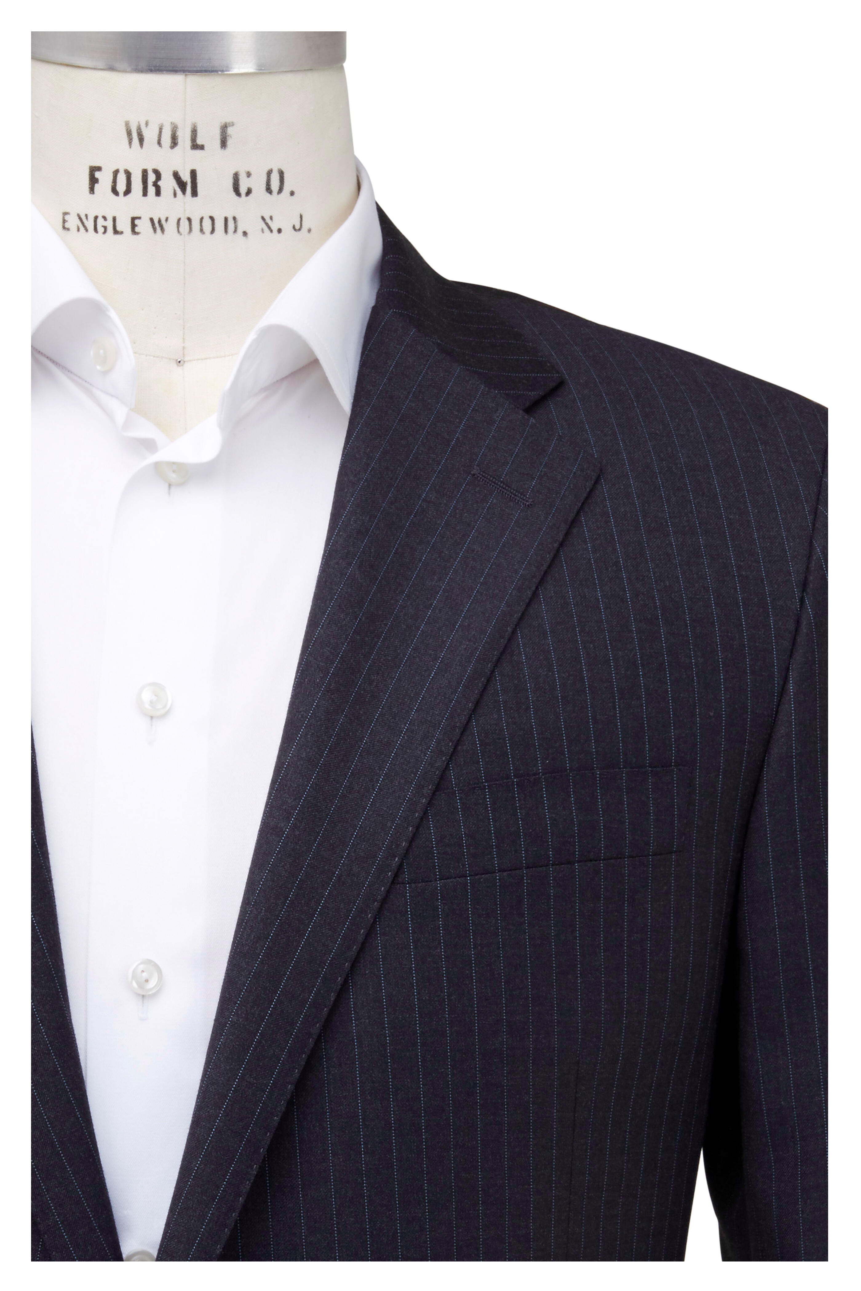 Hickey Freeman - Charcoal Gray Striped Wool Suit