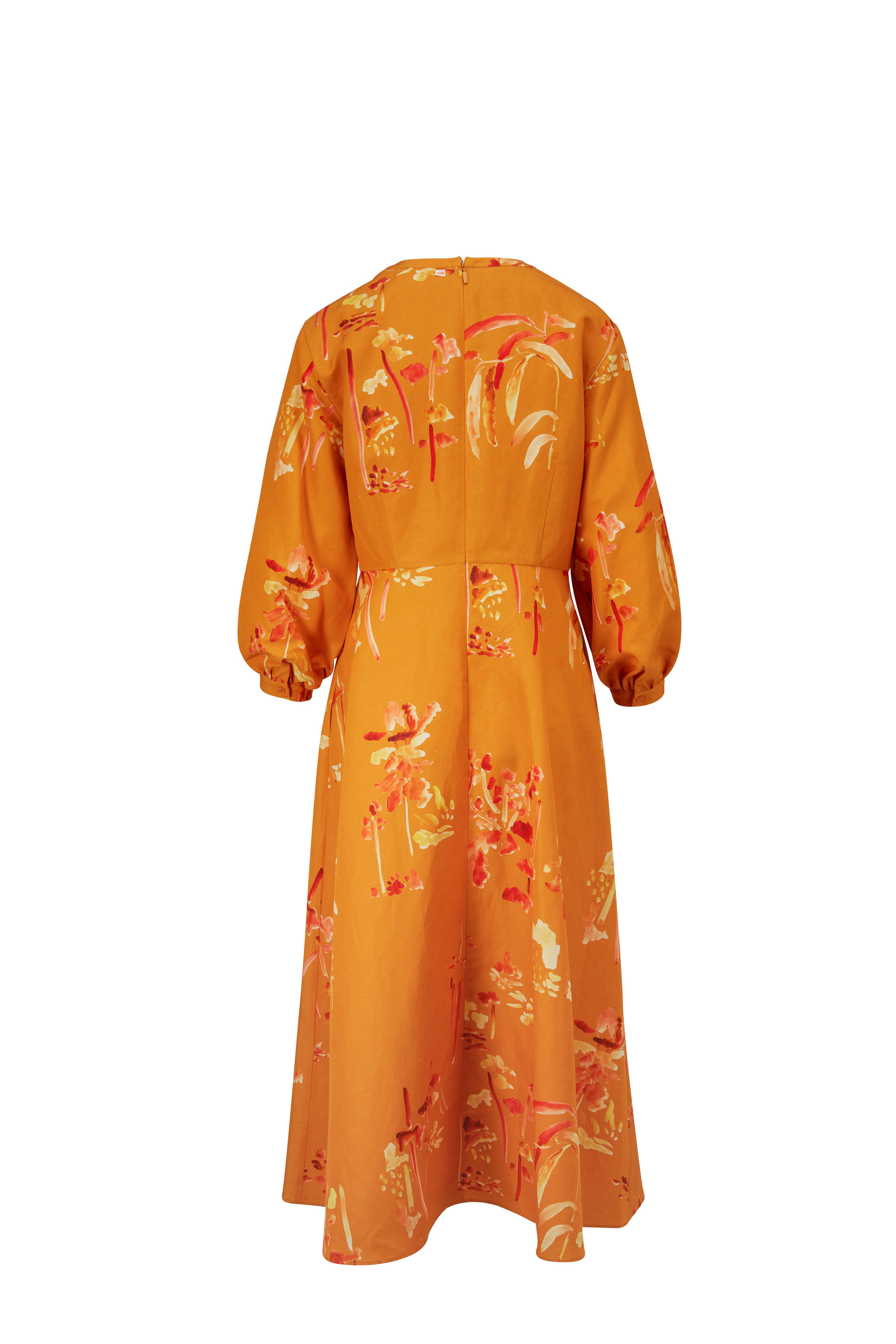 Lafayette 148 New York - Leona Tuscan Orange Three-Quarter Sleeve Dress