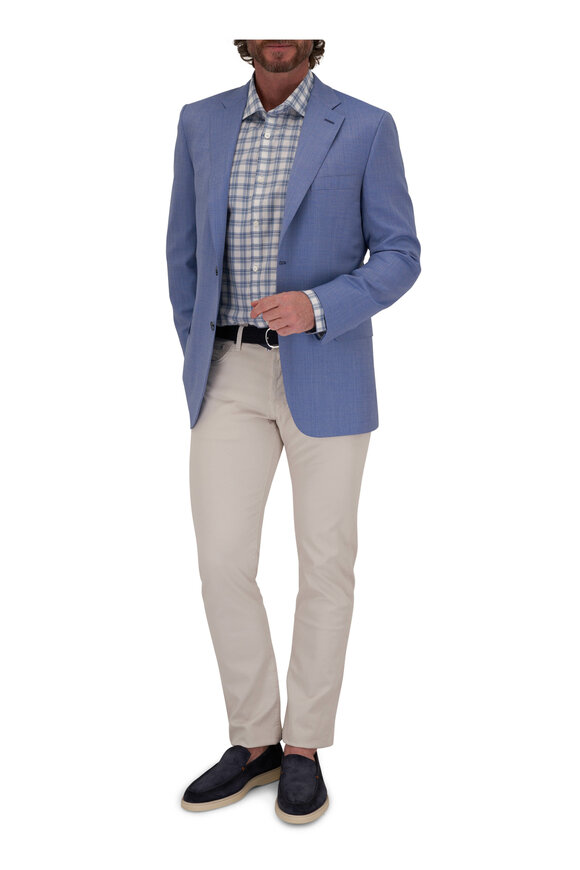 Canali - Light Blue & White Plaid Sportshirt 