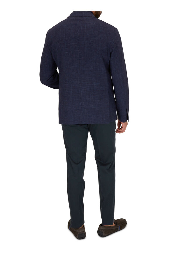 Maurizio Baldassari Navy Blue Wool Knit Button Down Shirt - view 3