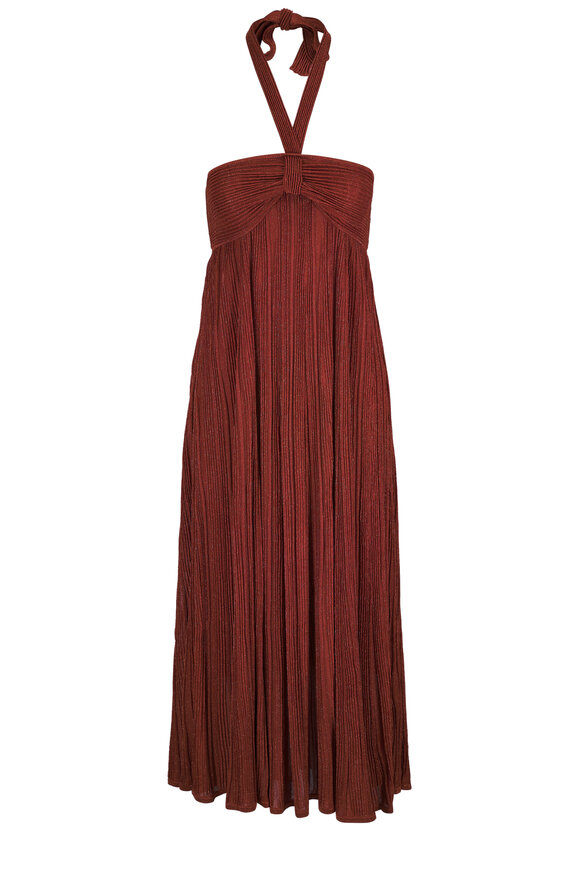 Zimmermann Indra Metallic Tan Halter Dress - view 1