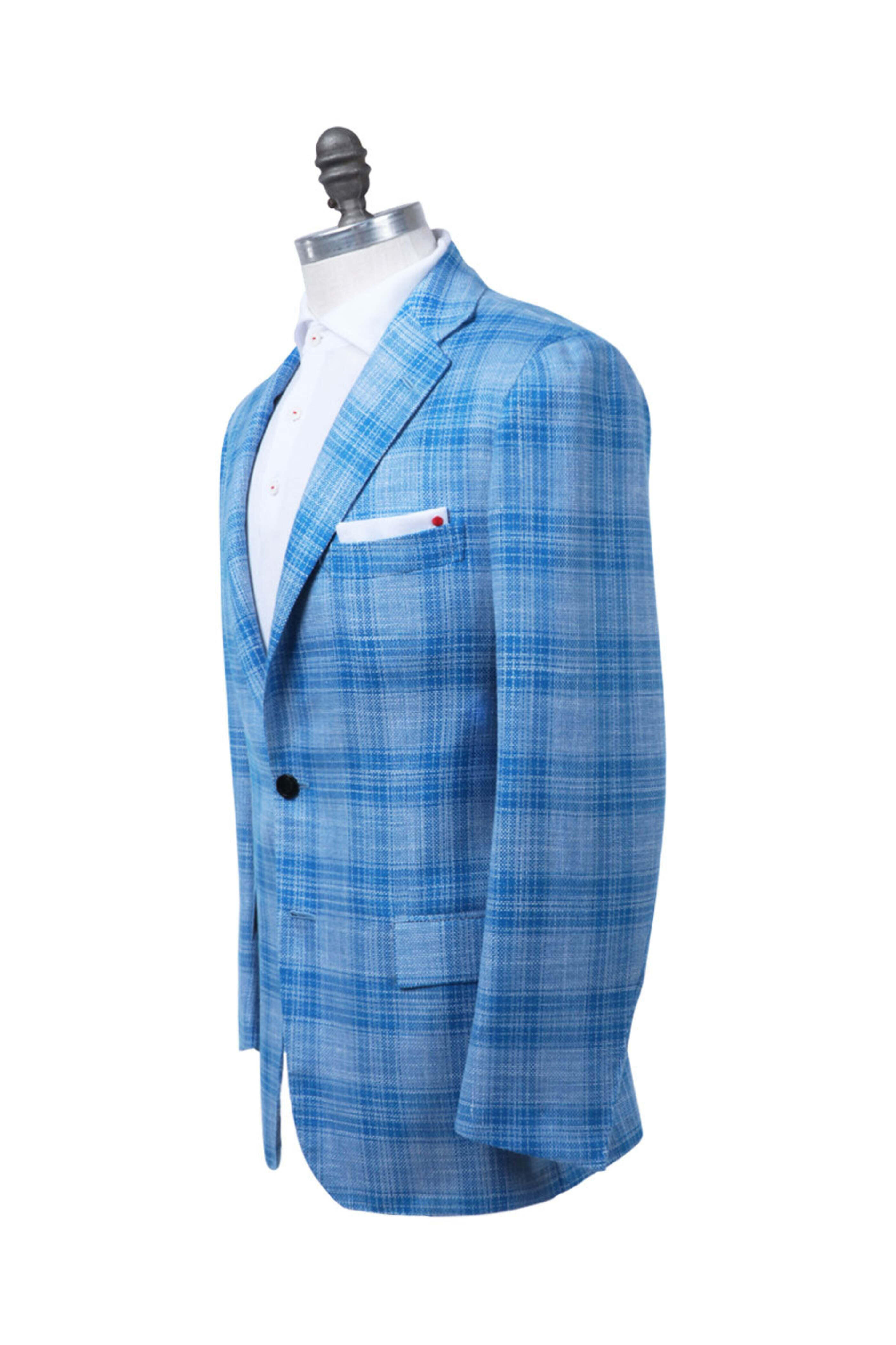Kiton - High Blue and White Plaid Sportcoat