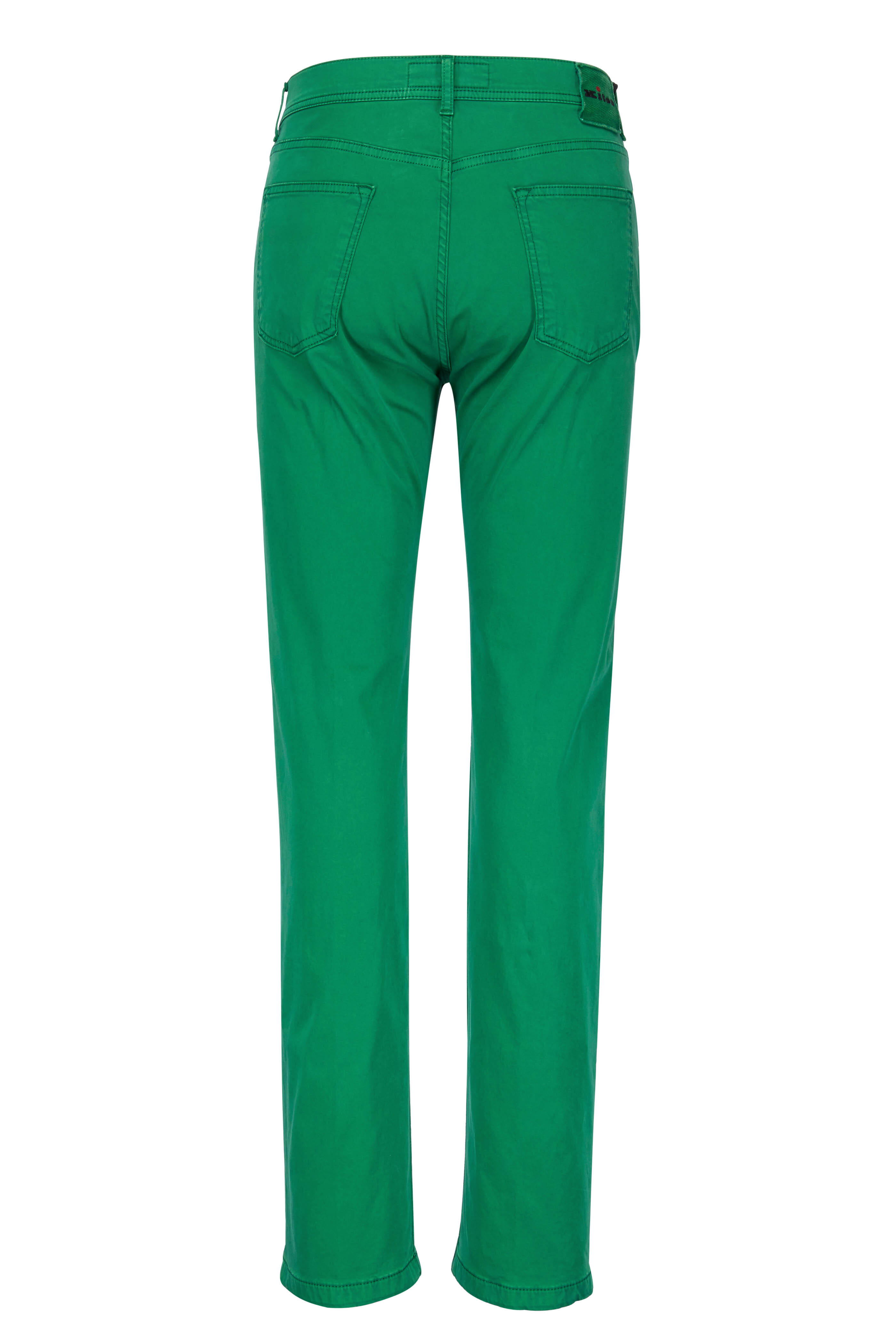 Kiton - Green Stretch Cotton Five Pocket Pant