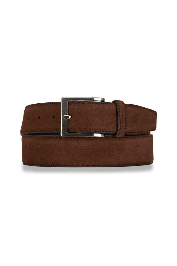 To Boot New York - Brown Suede & Silver Square Buckle Belt 