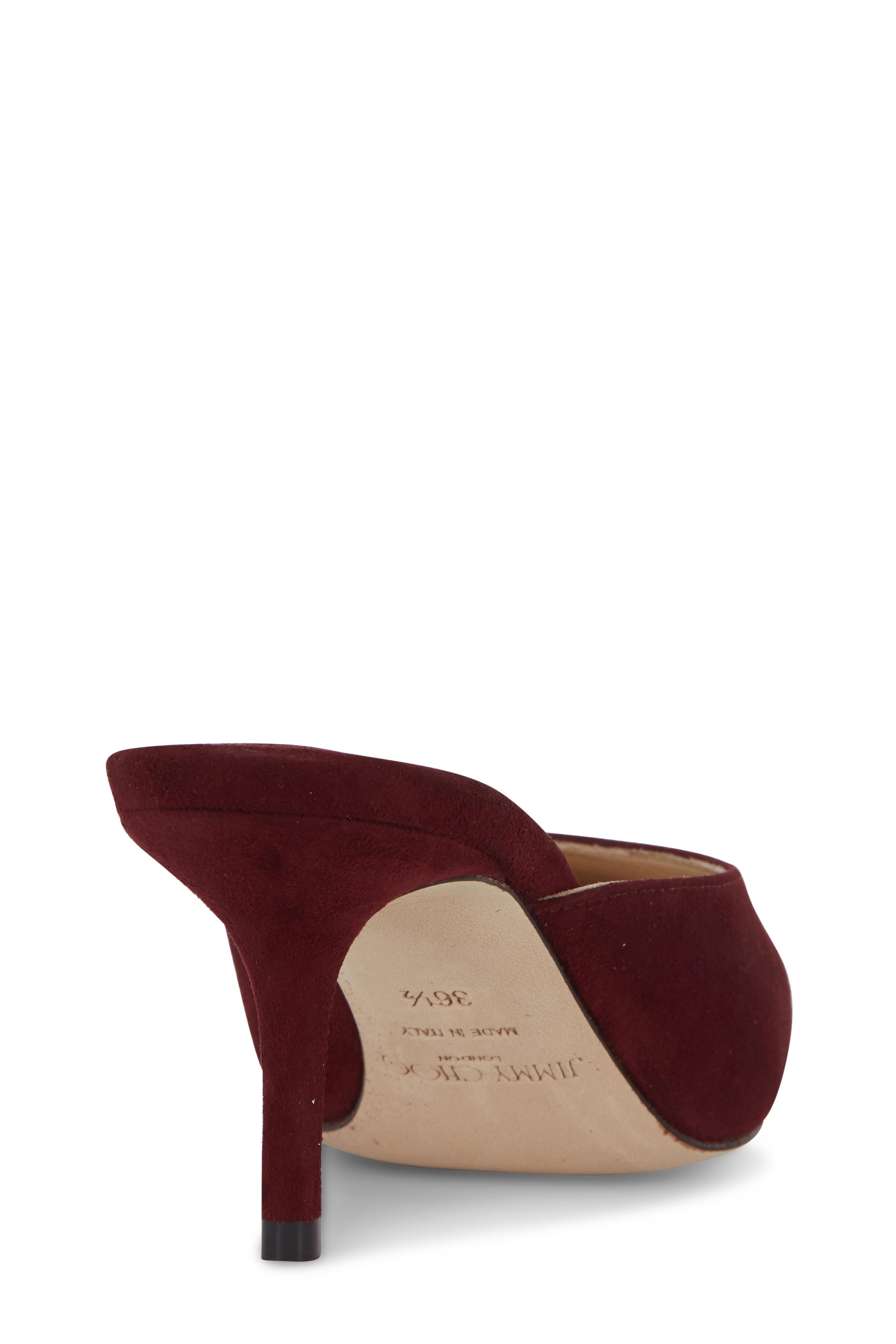 Jimmy Choo - Rav Bordeaux Suede Mule, 65mm
