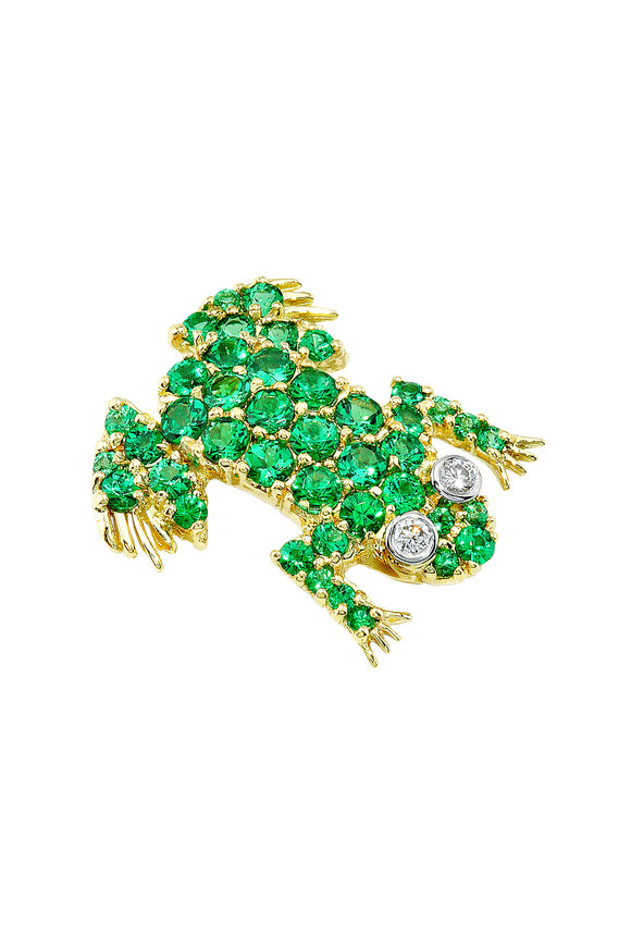 Aaron Henry Tsavorite & Diamond Frog Pin