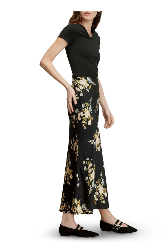 Veronica Beard Clover Black Floral Slip Skirt - view 4