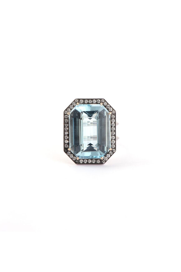 Sylva & Cie Aquamarine Octagon Statement Ring