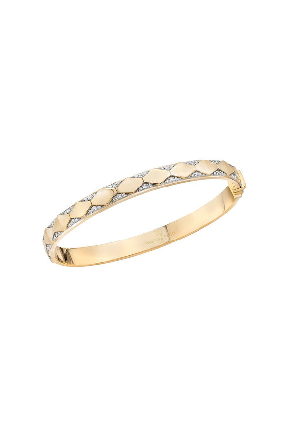 Walters Faith - Quentin 18K & Diamond Hexagon Pattern Bangle