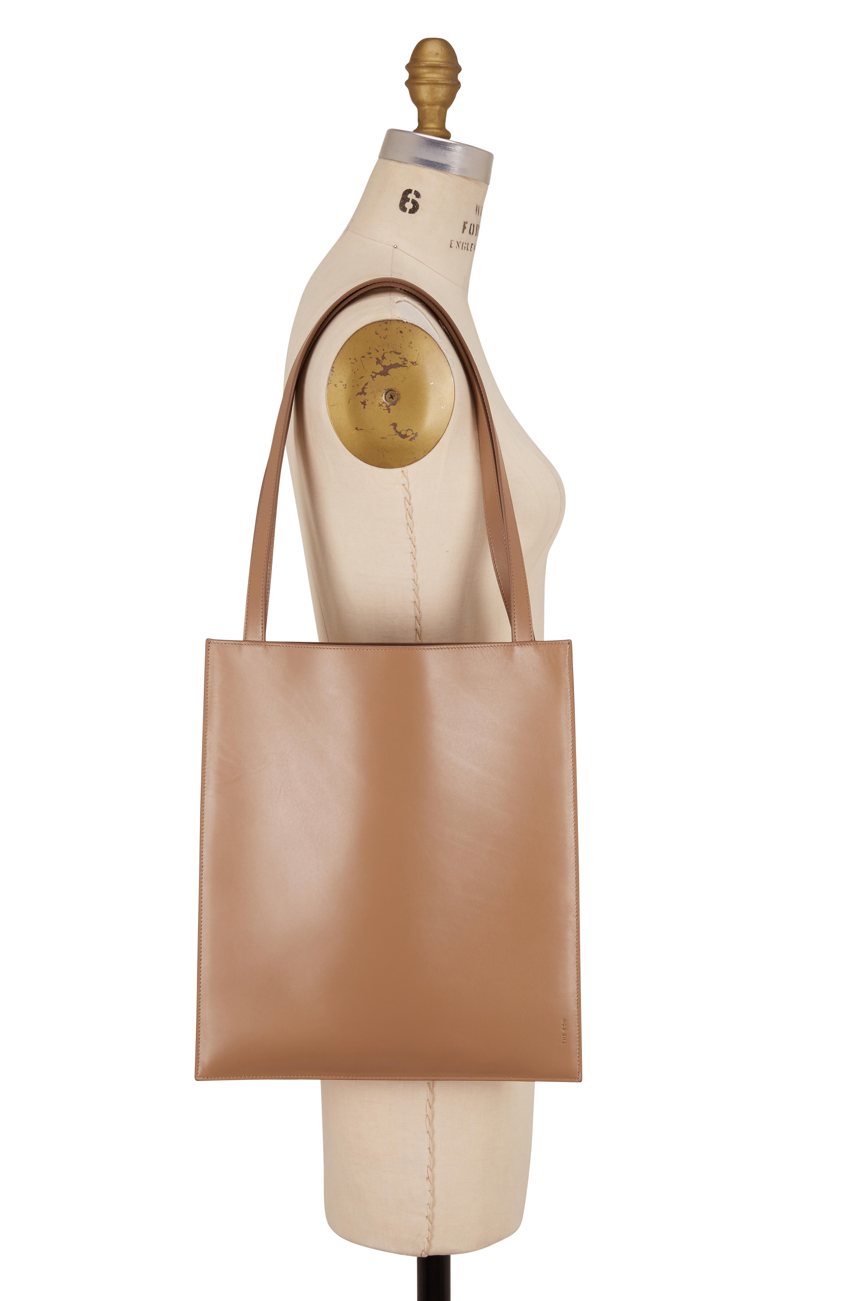 The Row Dark Tan Leather Flat Tote Mitchell Stores