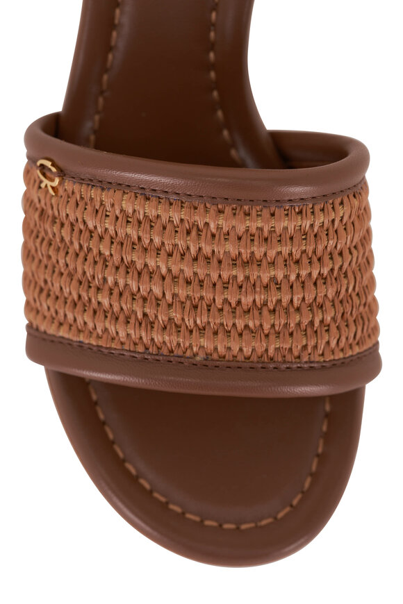 Gianvito Rossi - Brown Raffia & Leather Mule, 60mm 