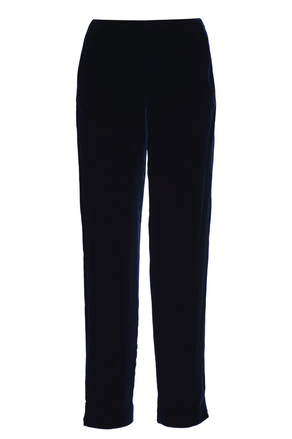 Giorgio Armani Navy Blue Velvet Slim Leg Pant