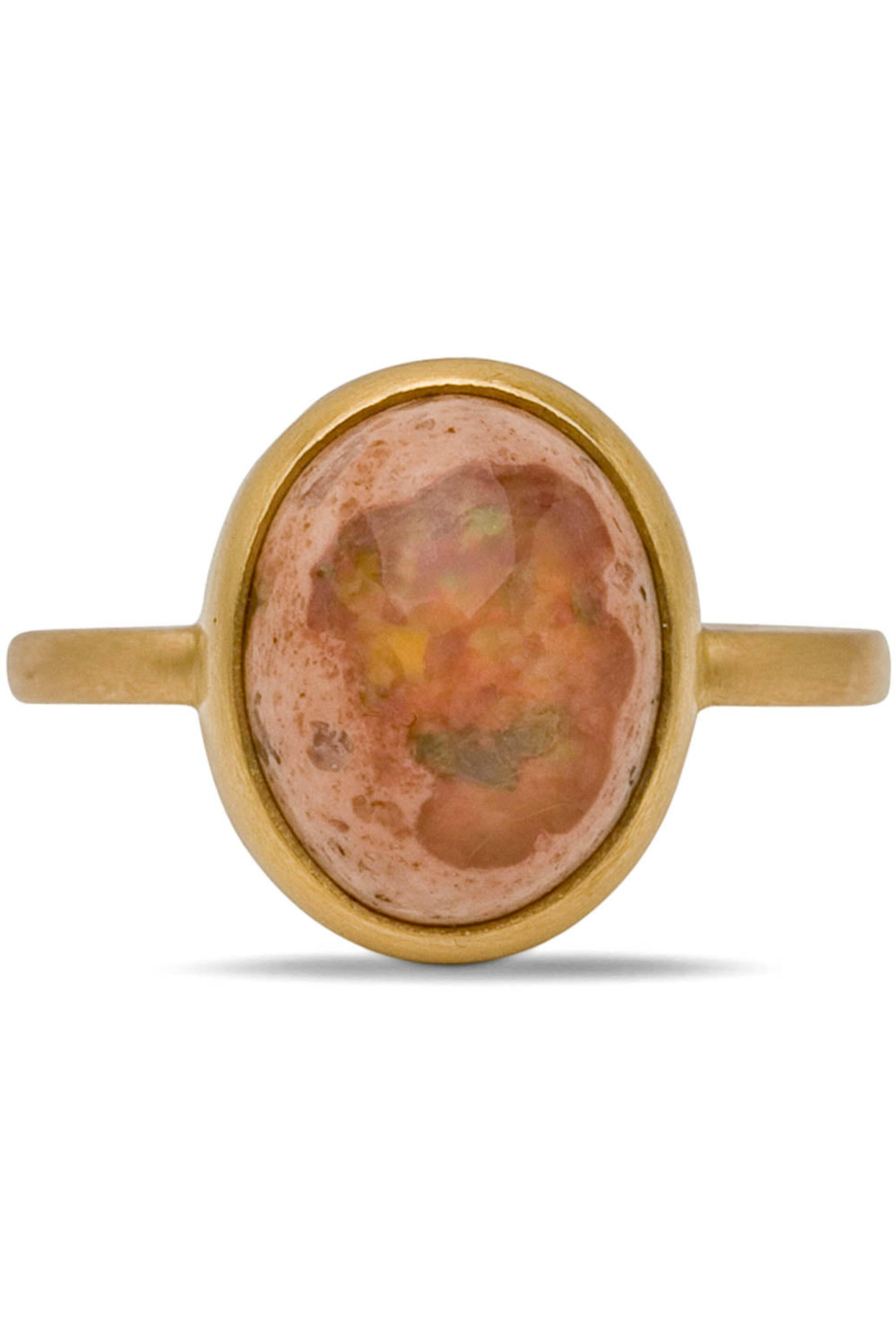Caroline Ellen - Yellow Gold Mexican Matrix Opal Small Stone Ring