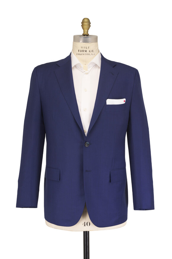 Kiton Solid Navy Blue Wool Suit - view 2