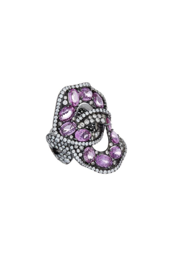 Diana M Jewels 18k White Gold Pink Sapphire & Diamond Ring - view 1