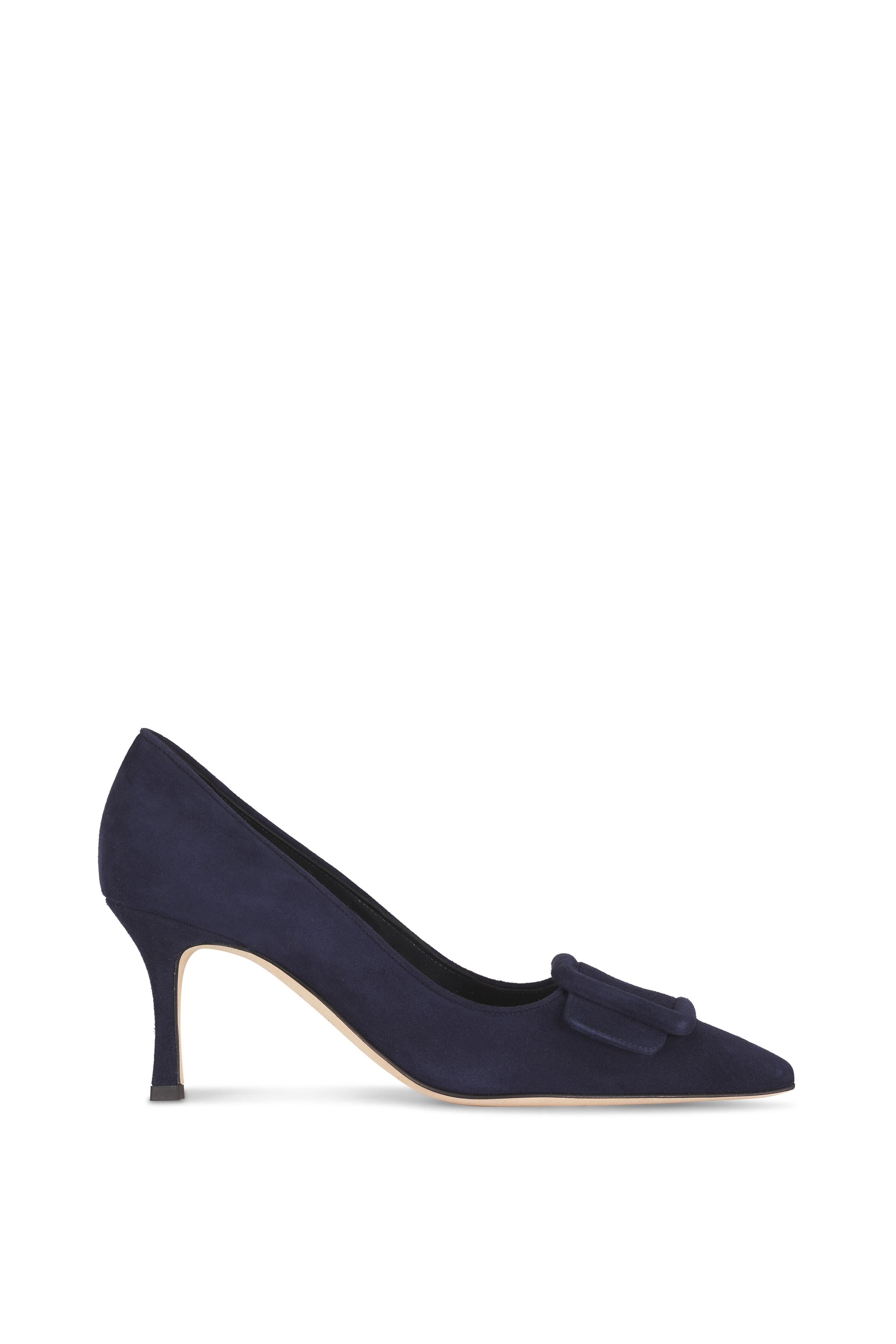 Manolo Blahnik - Maysale Navy Suede Pump, 70mm - view 2