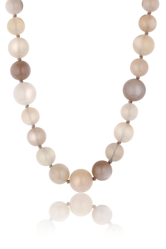 Leigh Maxwell 18k Yellow Gold Cream Moonstone Strand Necklace