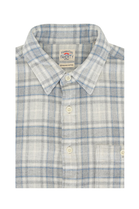 Faherty Brand Gray Falls Plaid Super Flannel Sport Shirt